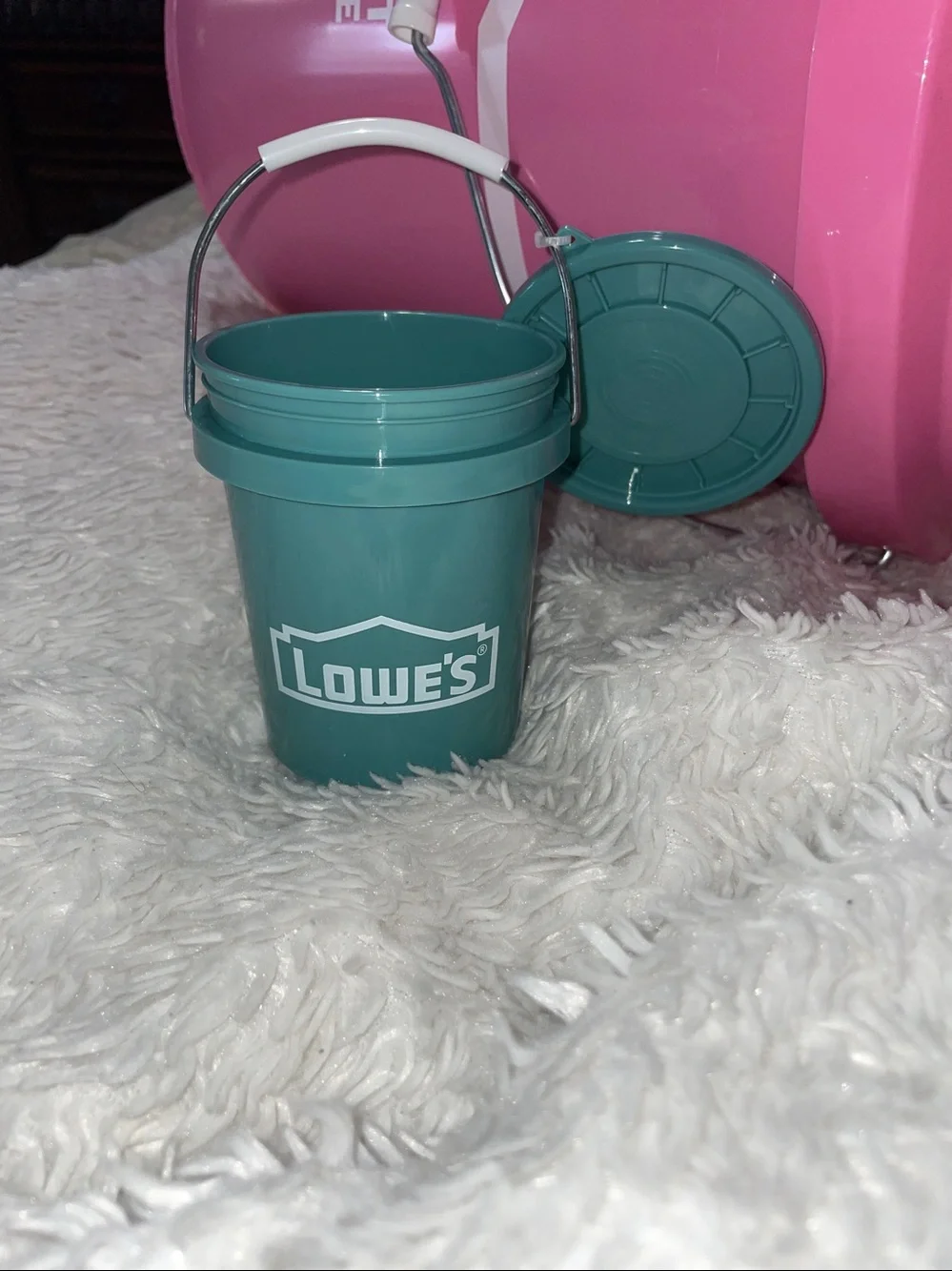 NWT Lowe's Teal Mini Bucket with lid